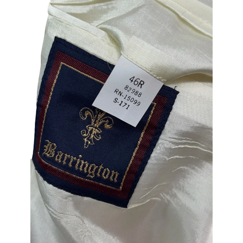 NEW vtg Barrington 46R Cream Ivory 100% Silk Blazer Jacket Sport Suit Coat Mens